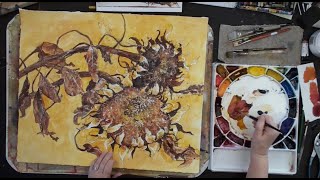 Dried Sunflowers  Watercolor Lesson with Karlyn Holman [upl. by Merle]