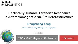 Dongsheng Yang Electrically Tunable THz Resonance in Antiferromagnetic NiOPt Heterostructures [upl. by Nnaeitak820]