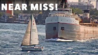 Near Miss  Great Lakes Freighter vs Sailboat [upl. by Cash]