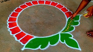 Pongal pot rangoli🌹Sankranthi muggulu🌹bhogi kundala muggulu🌹pongal paanai kolam🌹Super colour rangoli [upl. by Docia]