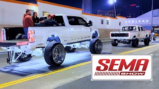 SEMA 2022 Parade Trucks Cars Jeeps amp more [upl. by Merril]