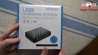 Unboxing 6 Port USB Multi Charging Station Ladestation für mehrere Geräte Smartphone Tablet [upl. by Filbert813]