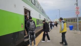 A GO Train Arriving at Downsview Park Station heading to Barrie [upl. by Alorac279]