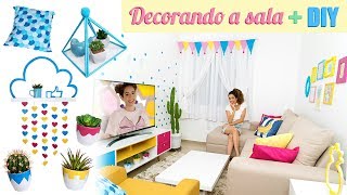 DECORANDO MINHA SALA PEQUENA DIYs e muitas dicas p decorar gastando pouco  Paula Stephânia [upl. by Gower]