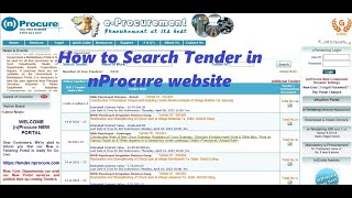 How to Search Tender in nProcure website without Login I bina Login kiye Search Tender in nProcure [upl. by Aneehsirk]