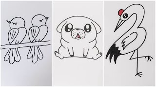 🟢 5 Easy Animal Drawing for Kids [upl. by Marilin]