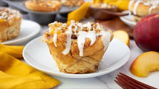 3Ingredient Peach Cobbler Cinnamon Rolls Recipe [upl. by Almeeta791]