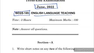 BEGS 185 Previous year Question Paper  BEGS 185 Important Questions  BEGS 185 Sample Paper  Ignou [upl. by Aicre696]