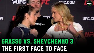 Alexa Grasso vs Valentina Shevchenko 3 First Face to Face [upl. by Gayel]