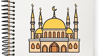 How to Draw a Mosque Masjid  StepbyStep Guide to Beautiful Islamic Art [upl. by Jo-Ann]