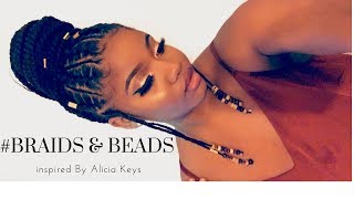 How To Do  Braids amp Beads Up Do Alicia KeysFulani Inspired HairByBeautyAngelos [upl. by Aivin]