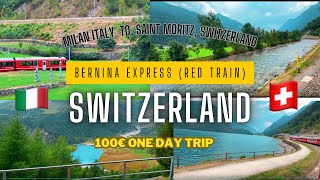 4K Switzerland Beautiful Views in Bernina Express Red Train  One Day Trip [upl. by Samoht]