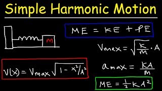 Energy In a Simple Harmonic Oscillator  Maximum Velocity amp Acceleration Calculations [upl. by Arvell]