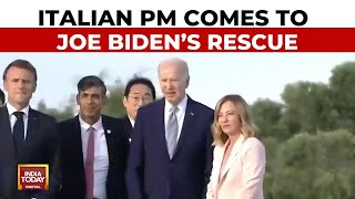 Joe Biden Wanders Off At G7 Summit Pulled Back By Italian PM Giorgia Meloni  India Today News [upl. by Doble26]