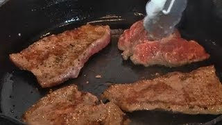 PanGrilling Thin Steaks  Steak Recipes [upl. by Aniral439]