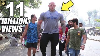 World Biggest Bodybuilder Martyn Ford Walking on Mumbai Streets [upl. by Anali513]