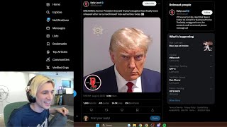 xQc Reacts to Donald Trumps Mugshot [upl. by Aihsirt763]