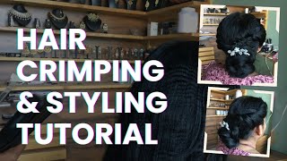 Hair crimping and styling tutorial  Esay party hairstyle tutorial for beginners [upl. by Ahcsatan946]