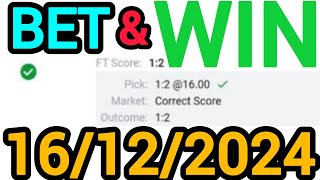 CORRECT SCORE PREDICTIONS 16122024FOOTBALL PREDICTIONS TODAYSOCCER BETTING TIPSSURE TIPS [upl. by Burra694]