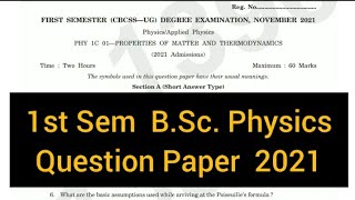 PROPERTIES OF MATTER AND THERMO DYNAMICS  1st Sem BSc Physics 2021 calicut [upl. by Bunow]