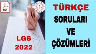 LGS 2022 TÜRKÇE SORULARI VE ÇÖZÜMLERİ [upl. by Adlei]