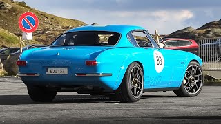 Volvo P1800 Cyan 420hp990Kg Restomod w 20L 4Cylinder Turbo Engine  Accelerations amp Sound [upl. by Htebaile]