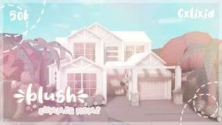 Bloxburg  150k Blush Aesthetic Home Exterior  House Build  50k [upl. by Amalia]