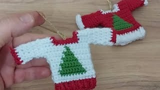 📌Crochet mini sweater  Crochet Making Christmas ornament little sweaters🎁🎅👕 [upl. by Isman729]