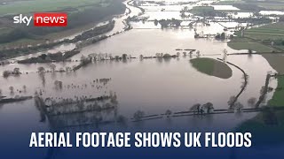 Aerial footage shows the aftermath of UK floods [upl. by Elysee]