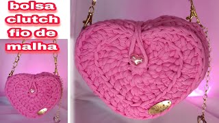 Bolsa clutch em fio de malha coração ❤️ clutch de coração ❤️ [upl. by Aikcin617]