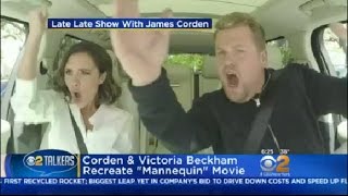 James Corden amp Victoria Beckham Recreate Mannequin Movie [upl. by Ahsatsana]