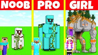 Minecraft Battle NOOB vs PRO vs GIRL STATUE GOLEM BUILD CHALLENGE  Animation [upl. by Anilatsyrc]