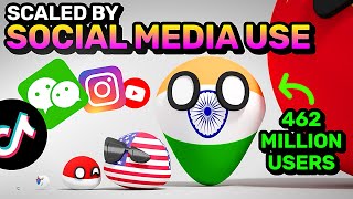 COUNTRIES SCALED BY SOCIAL MEDIA USE  Countryballs Animation [upl. by Atinal]