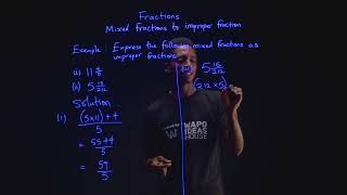 JSS1  Mathematics  Fractions  Conversion of mixed fractions to improper fractions  4 [upl. by Lombardo]