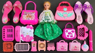 ASMR  3 minutes satisfying unboxing with beautiful green barbie doll makeup toys  Hello kitty toys [upl. by Aloisius]