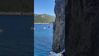 Jumping of the cliff  La Grotta Bar  Corfu Greece 🇬🇷 [upl. by Laamak]