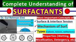 SURFACTANTS Structure and Mechanism  Types and Properties of Surfactants Surfaceinterface Tension [upl. by Ebberta]