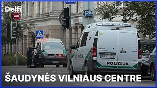 Tiesiogiai – iš įvykio vietos susišaudymas Vilniaus centre pašautas policininkas [upl. by Eimmit]