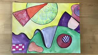 Kids Art Lesson  Wassily Kandinsky Abstract Art [upl. by Ordnael404]