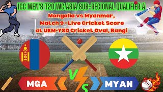 🔴 live  Mongolia vs Myanmar Match 9th ICC Mens T20 WC Asia Subregional Qualifier A 2024 [upl. by Anirtruc]