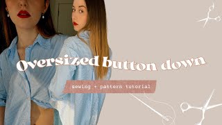 DIY Oversized Button Down Shirt  How to Draft a Blouse Pattern  Thrills and Stitches [upl. by Claybourne]