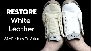 White Leather Restoration  How to Restore White Leather  Shoe Restoration ASMR  Best Method [upl. by Nayar]