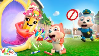 No Baby Dont Eat Crayon Baby Police Take Care of Baby Song  Nursery Rhymes  Wolfoo Kids Songs [upl. by Avery]