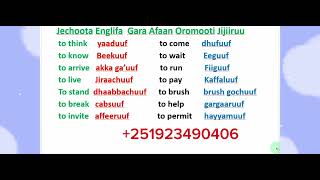 Afaan Oromoo Jechoota Englifa Gara Afaan Oromooti Jijiiruu study Afaan OromooAmharic English lett [upl. by Leander]