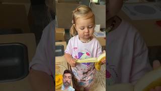 2 Year Old Makes Pancakes shorts​ breakfast cooking [upl. by Hguh]