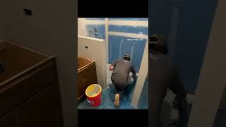 How to install schlutersystems1 pre sloped shower pan diy showerremodeling shorts tile [upl. by Libenson578]