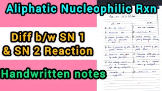 Diff bw SN 1 and SN 2 reaction  Aliphatic Nucleophilic Substitution ReactionMSc 1 Sem [upl. by Ingvar]