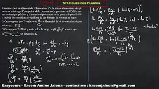 83  Exercice de Statique des fluides  Thermodynamique SMPC [upl. by Aissyla]