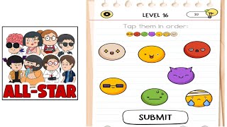 Brain test all star level 16 tap them in order Gameplay walkthrough solution [upl. by Atinaujnas]