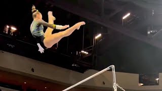 Natalie Wojcik  Uneven Bars with huge DELTCHEV Skill for Michigan  NCAA Super 16 January 7 2023 [upl. by Ueihttam]